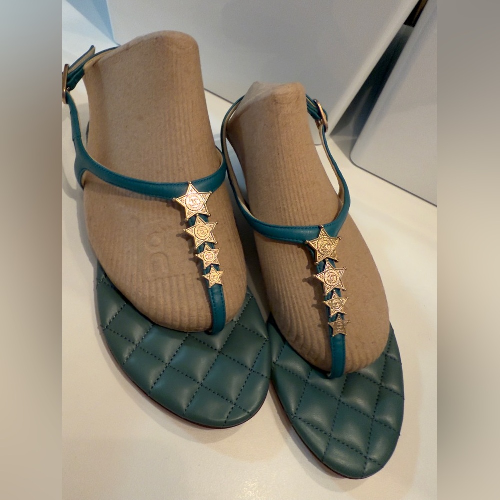 Chanel CC Quilted Sandals 37 New